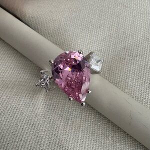 Elegant Pink Teardrop Ring